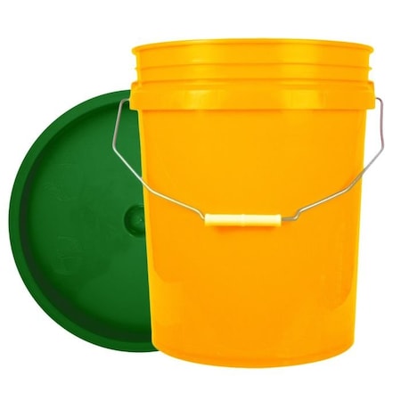 Bucket, 12 In H, Yellow And Green